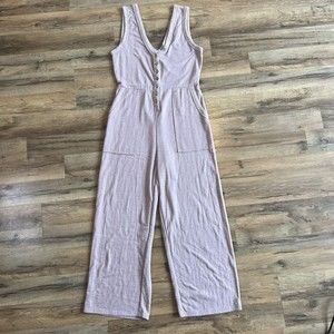 Free People Beach Blush Purple Sleeveless Henley Cropped Jumpsuit Women’s Size S